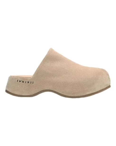 Zoccoli Venezia in pelle velluto beige