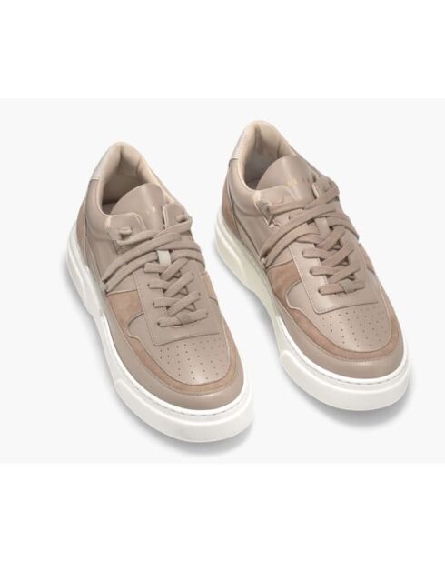 Sneakers Lion 866 aus taupefarbenem Leder