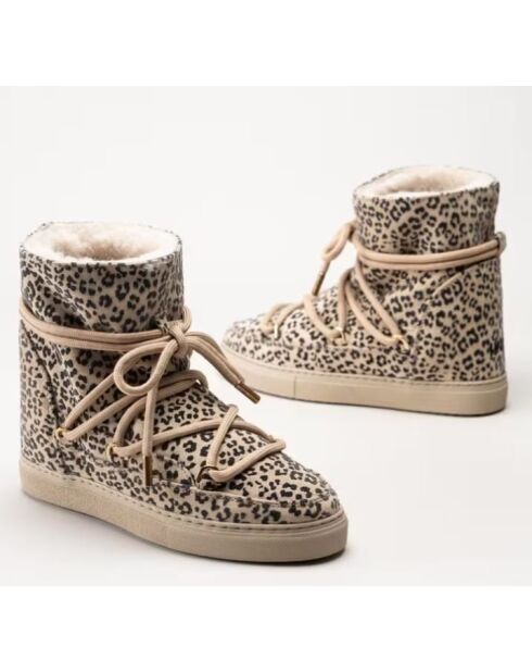 Stivali da neve foderati in pelle scamosciata leopardata