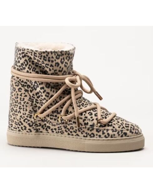 Stivali da neve foderati in pelle scamosciata leopardata