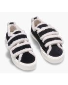 Sneakers nere in pelle di pecora con velcro