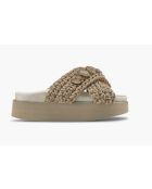 Sabot con plateau in tessuto tortora