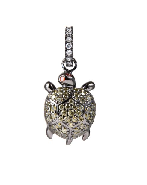 Pendentif Tortue argenté/vert