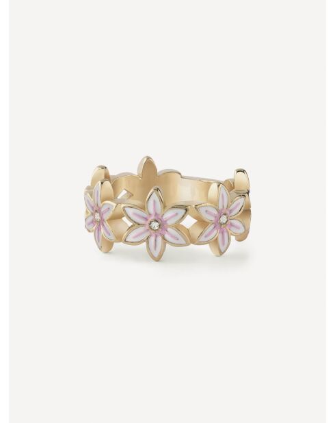 Bague lotus blanc dorée