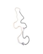 Collier Chaîne avec Perles argenté/blanc