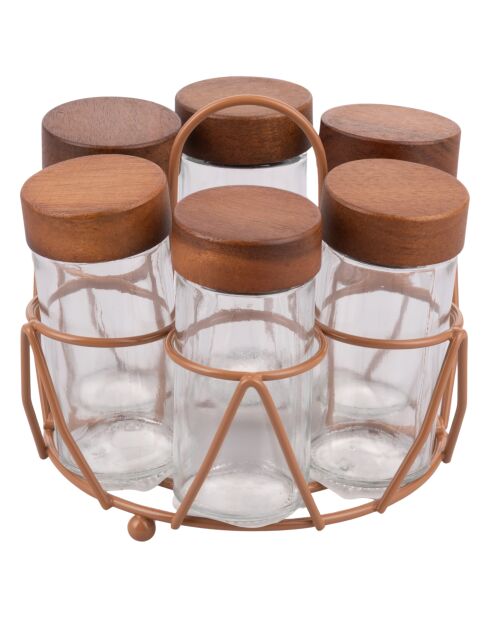 4 Pots en verre avec support rouille - 90 cl