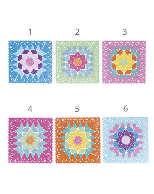 6 mehrfarbige Keramikfliesen - 20x20 cm