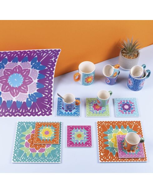 6 mehrfarbige Keramikfliesen - 20x20 cm