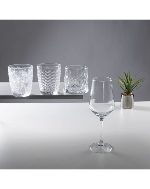 6 transparente Pagoden-Wassergläser - 37 cl