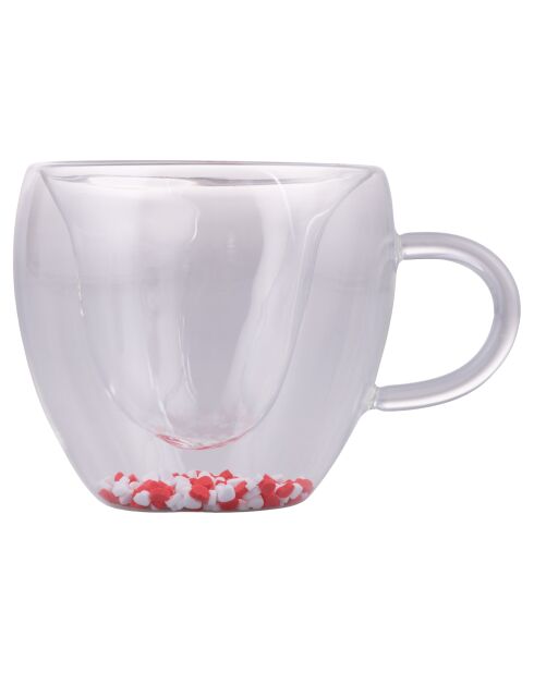 Mug Bonjour en verre Cœurs transparent - 25 cl