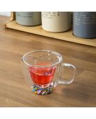 Mug Bonjour en verre Cœurs transparent - 25 cl