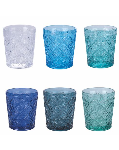 6 Verres Marrakech bleus - 32 cl