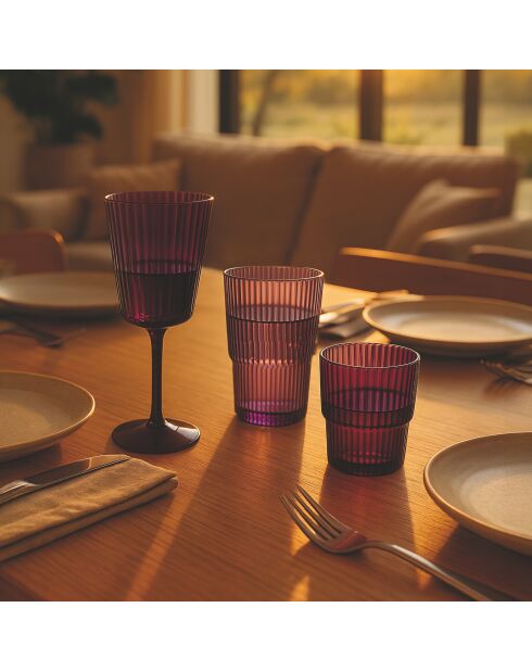 12 paarse plastic wijnglazen van Unico Provence - 40 cl