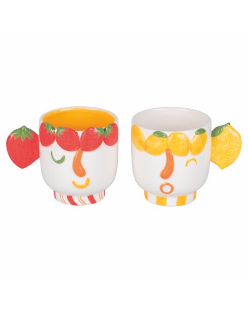 2 Tasses Fruit Life Visage multicolores - 35 cl