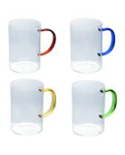 12 Tasses en Verres multicolores/transparent - 37 cl