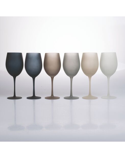 6 grijze Happy Hour wijnglazen - 65 cl