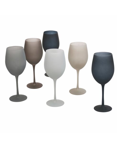 6 grijze Happy Hour wijnglazen - 65 cl