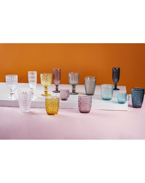 6 Tasses à café en verre à motifs géométriques multicolores - 9 cl