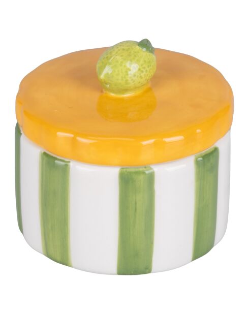 Pot à sucre Fruit Life bouchon citron blanc/vert/jaune - 9x8.4 cm