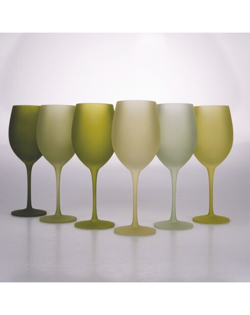 6 groene Happy Hour wijnglazen - 65 cl