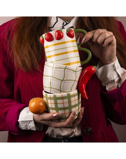 2 Tasses Fruit Life Fraises multicolores - 35 cl