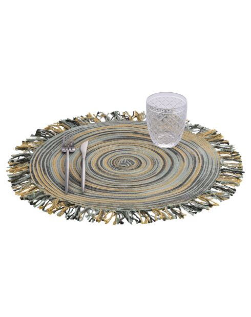 6 Sets de table à franges Greenery verts - D.45 cm