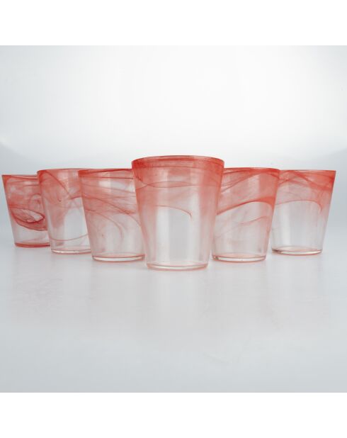 6 rote konische Wassergläser - 25 cl