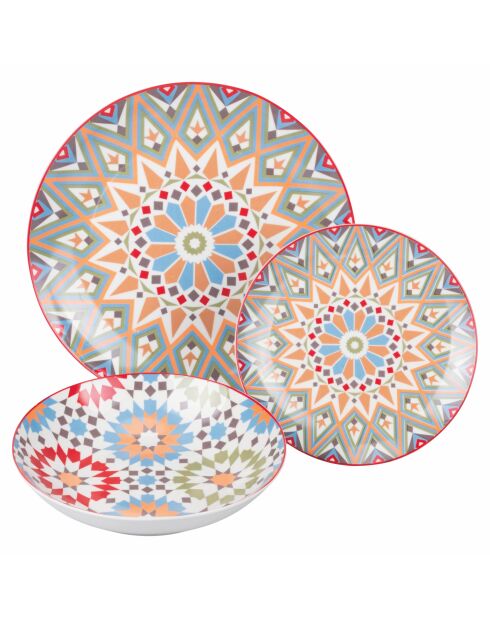 Casablanca meerkleurig porseleinen dinerset - 18 stuks