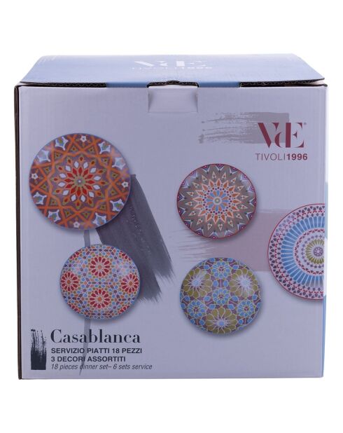 Casablanca meerkleurig porseleinen dinerset - 18 stuks