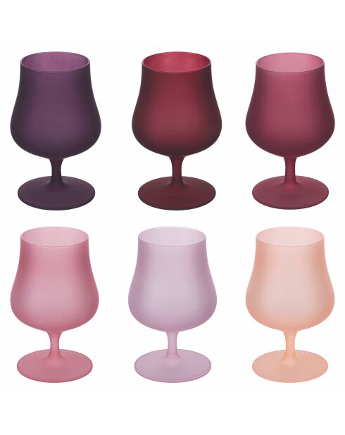 6 roze/paarse Provençaalse likeurglazen - 26 cl