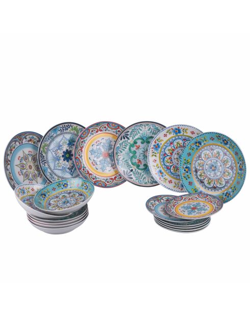 Veelkleurige dinerset van Andalusisch porselein - 18 stuks