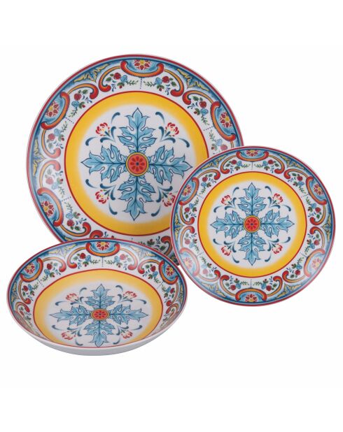 Veelkleurige dinerset van Andalusisch porselein - 18 stuks