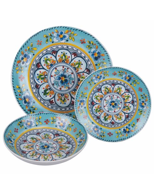 Veelkleurige dinerset van Andalusisch porselein - 18 stuks