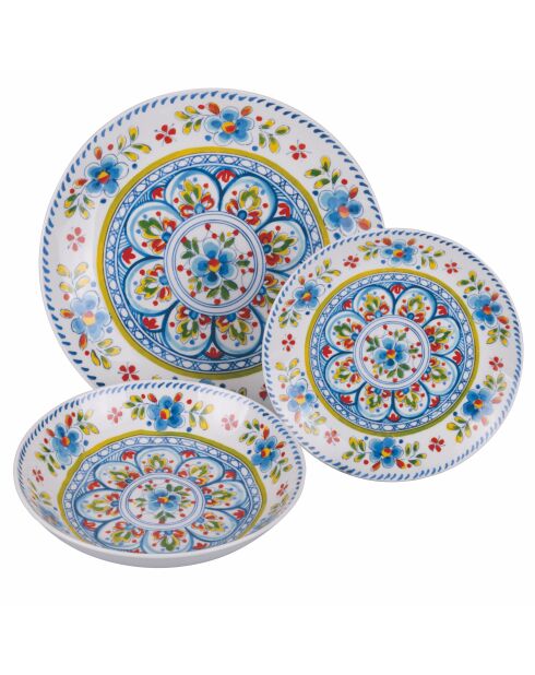Veelkleurige dinerset van Andalusisch porselein - 18 stuks