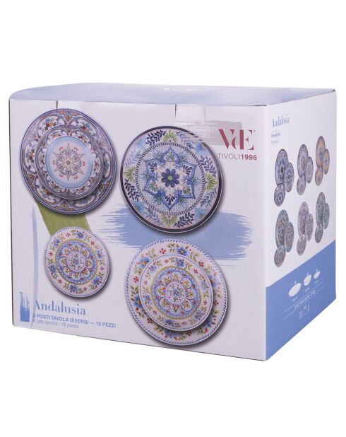 Veelkleurige dinerset van Andalusisch porselein - 18 stuks