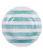 6 türkisfarbene Suppenteller aus Versilia-Porzellan - D.22 cm