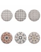 6 Assiettes à fruits en Porcelaine Bohème multicolores - D.19.3 cm