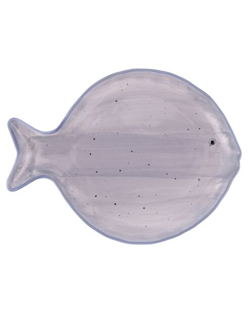 Grijs porseleinen bord met vis - 25,3x19 cm