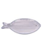 Fischgrauer Porzellanteller, 25,3 x 19 cm