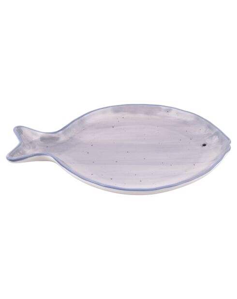 Grijs porseleinen bord met vis - 25,3x19 cm
