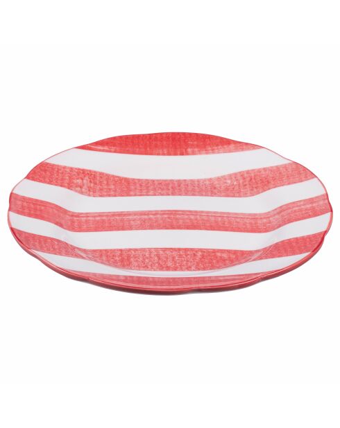 6 wit/rode fruitborden van Versilia porselein - D.19 cm