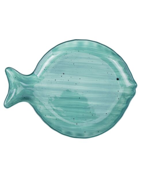 Blauwgroen porseleinen visbord - 35,2x26 cm