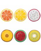 6 Obstteller aus mehrfarbigem Porzellan - D.19,2 cm