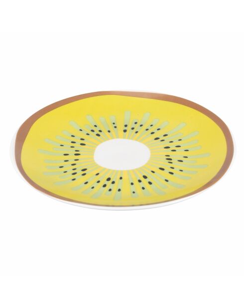 6 Obstteller aus mehrfarbigem Porzellan - D.19,2 cm