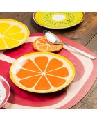 6 Obstteller aus mehrfarbigem Porzellan - D.19,2 cm