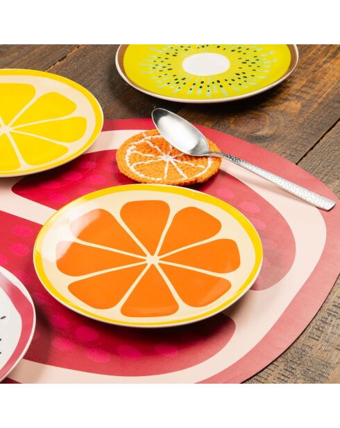 6 Obstteller aus mehrfarbigem Porzellan - D.19,2 cm