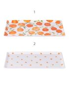 4 More Amor rechteckige Porzellanteller weiß/orange - 31,5x16,5 cm