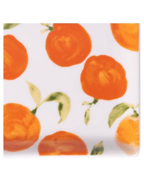 4 More Amor rechthoekige porseleinen borden wit/oranje - 31,5x16,5 cm