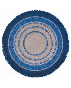 6 manteles individuales de yute azul - D.43 cm