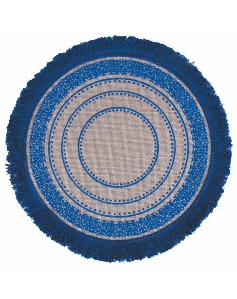 6 Sets de table en jute bleus - D.43 cm